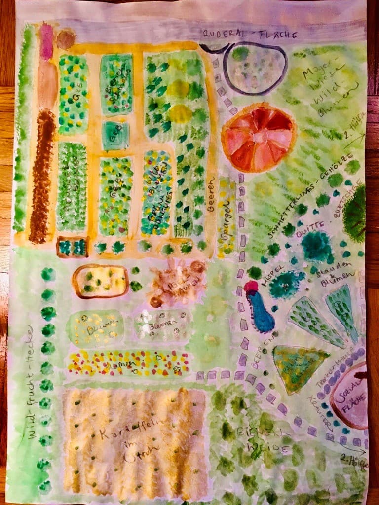 Eine bunte Zeichnung mit der Vision der Naturoase Degersheim.